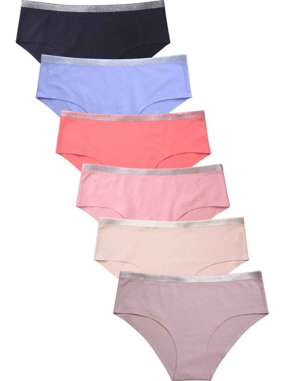$10 SALE PACK OF 6 Women's No Show Solid Seamless Hipster Panty (LPN2304CH)